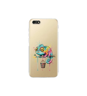 Huawei Y5 2018 ile Uyumlu Splash Bukalemun Tasarımlı Şeffaf Silikon Kılıf