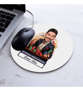 Kişiye Özel Hediye Karikatürlü Erkek Poker Oyuncusu Mousepad