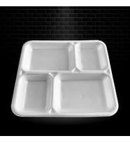 Dağyüce Tek Kullanımlık Köpük 4 Bölmeli Tabldot Köpük Tabak - 26.5x30 Cm. - 10 Adetlik 1 Paket