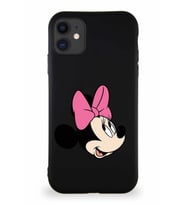 Apple iPhone 11 Soft Premier Kapak Minnie Mouse-A Tasarımlı Silikon Kılıf - Siyah (Şeffaf)
