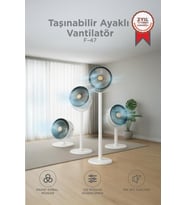 Sessiz Vantilatör Şarjlı 5 Kademeli Taşınabilir Ayarlanabilir Kablosuz Fan F47 Siyah Beyaz