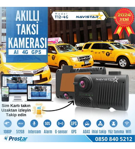 Uzaktan izlemeli 2 Kameralı Wifi GPS 4G Yapay Zeka destekli Akıllı Dashcam Taksi Kamera Sistemi