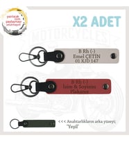 Motor Tutkunlarına Özel, İsim Plaka ve B Rh (-) Kan Grubu Yazılı x2 Anahtarlık, Nar Çiçeği-Pudra-Ysl (Çok Renkli)
