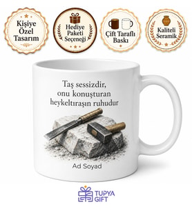 Dünya Taş Günü Heykeltıraşlara Özel Tasarım Porselen Kupa Bardak Hediye