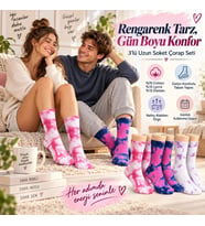Giyim Unisex Batik Desenli Çorap 3'lü Set Pamuklu Renkli Uzun Soket Dikişsiz Nefes Alan Günlük Spor