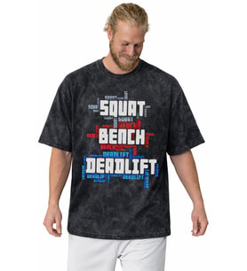 Squat Bench Deadlift Fitness Bodybuilding Sporcu Baskılı Unisex Oversize Vintage Yıkamalı Tişört