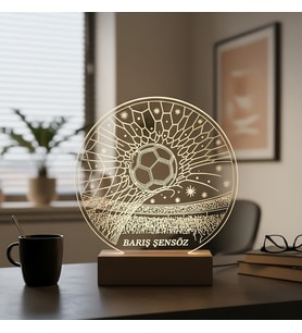 KİŞİSELLEŞTİRİLEBİLİR Futbolcu Temalı 3D LED Lamba Gece Lambası (Şeffaf)