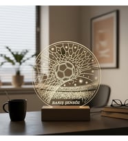 KİŞİSELLEŞTİRİLEBİLİR Futbolcu Temalı 3D LED Lamba Gece Lambası (Şeffaf)