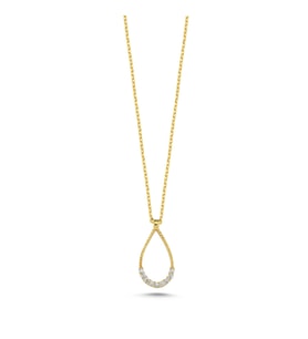 Taşlı Altın Kaplama Kolye KLY8 (Gold)