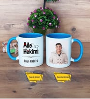 Aile Hekimi Kupa Bardak Mavi Fotoğraflı Tıp Bayramı Hediyesi
