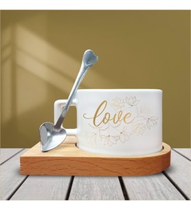Love Temalı Kahve Fincanı-004 (Çok Renkli)