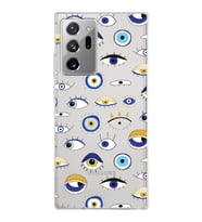 PrintiFy Samsung Galaxy Note 20 Ultra ile Uyumlu 1mm Slim Fit Nazar Boncuğu 2 Baskılı Şeffaf  Kılıf