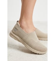 CloudWalk Comfort Bej Rahat Günlük Yumuşak Tabanlı 4 Mevsim Trend Kadın Slip-On Sneaker Ayakkabı