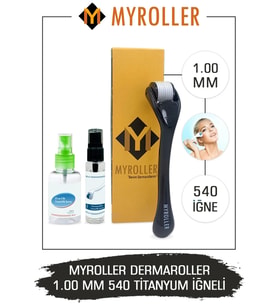 Myroller Dermaroller 1.00mm Dezenfektan Hediye Titanyum 540 Iğneli Derma Roller
