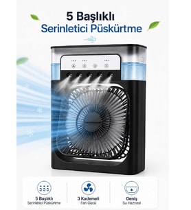Modern Püskürtmeli Masaüstü Fan Geniş Su Haznesi, 5 Sis Çıkışı, 3 Kademe Fan Gücü