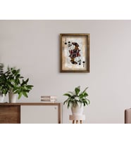BK Home İskambil Tasarımlı Doğal Masif Ahşap Çerçeveli Tablo 45x65cm-3