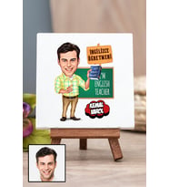 Erkek İngilizce Öğretmenine Öğretmenler Günü Hediyesi Karikatürlü Masa Dekoru