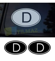 Almanya D Deutschland Oto Sticker Etiket Oval Yapıştırma 2 Adet Ölçü ( 13 x 8 Cm )
