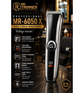 Mr.Trimmer Mr-6050x Saç Sakal Tıraş Makinesi Ayarlanabilir Bıçak 9 Farklı Kesim Profesyonellere Özel