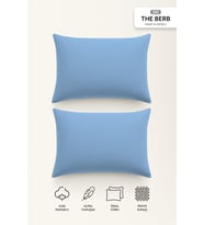 THE BERB  2'li Penye Yastık Kılıfı Seti  %100 Pamuk  50 x 70  Fermuarlı (Bebek Mavisi)
