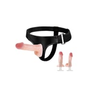 Belden Bağlamalı İçi Dolu Çift Strapon Penis