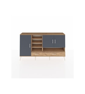 Arges Konsol 8 Raflı 2 Çekmeceli 3 Kapaklı 176x30x99 Çam-Antrasit/Çam