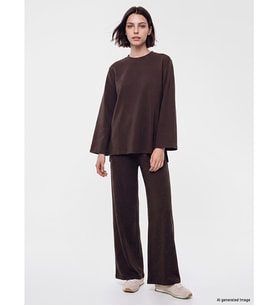 LCW Comfort Kahverengi Taşlı Geniş Paça Kadın Eşofman Altı