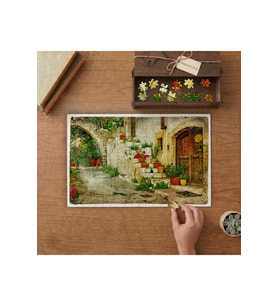 Merdivenlerdeki Saksılar Tasarımı 240 parça Ahşap Puzzle Ahşap Kutuda MP01159