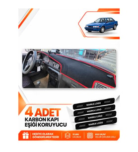 MAZDA 626 GD (1987-1991) Uyumlu Ön Torpido Koruma Kılıfı Halısı - Siyah Kırmızı