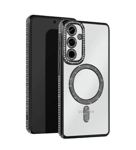Samsung Galaxy S25 Kılıf Joke Simli Magneticsafe Kılıf - Siyah
