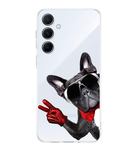 PrintiFy Samsung Galaxy A54 ile Uyumlu Köpek 2 Kamera Korumalı Şeffaf Kılıf