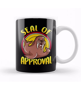 Funny Seal Of Approval Cute Seal Pun Kupa Bardak Porselen