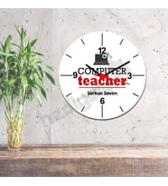 Computer Teacher Kırmızı Tasarım Duvar Saati