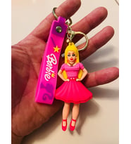 Barbie Bebek 3D Silikon Anahtarlık Pembe Karakter Çanta & Araba Süsü (Karışık Model)