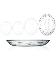 Decocia 1 Adet 33cm Oval Cam Salata Sunum Tabağı Sürgün Desenli