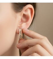 STİL İNCİSİ/XUPING JEWELRY OVAL BEYAZ ZİRKON TAŞLI KÜPE (Altın)