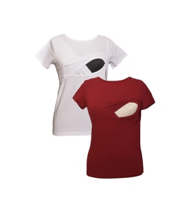 LuvmaBelly MYRA2516_2502 Emzirme tshirt seti (Kırmızı-Beyaz)