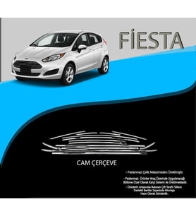 Ford Fiesta Uyumlu Krom Cam Çerçevesi 2021 Model Parça (Karışık)