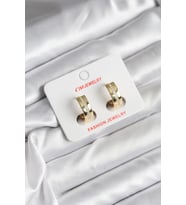 14K Gold Renk Kaplama Zirkon Taşlı Halka Model CM Kadın Küpe 5886 - LOHO4729-2885