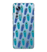 PrintiFy Xiaomi Mi 12 Lite ile Uyumlu 1mm Slim Fit Nazar Boncuğu 4 Baskılı Şeffaf  Kılıf