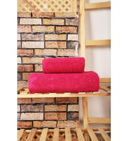 Mira Home 2 Parça Jakarlı Banyo Havlu Takımı Doku Desen Fuşya (Çok Renkli)
