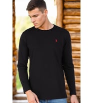 T8588 DEWBERRY BİSİKLET YAKA UZUN KOL T-SHIRT-SİYAH-2