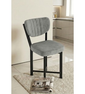 Sandalye 1 Adet Baby Face Kumaş Metal Modern Mutfak Sandalyesi Cafe Balkon Ofis Elma 9814 Gri