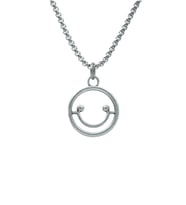 Minimal Gülen Yüz- Smile Örme Zincir Kolye - Gümüş Kaplama - Erkek Kadın Kolye - No:1449