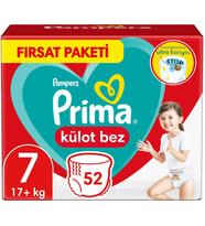 Prima Külot Bebek Bezi Beden:7 (17+KG) XXL 52 Adet Fırsat Pk