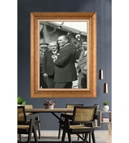 Altın Varaklı Çerçeveli Paspartulu Atatürk Tablo nh270 (Gold)
