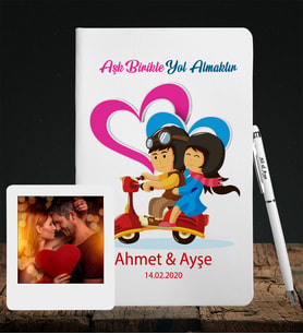 Sevgililer Gününe Özel Deri Beyaz Defter Kalem & Instagram Çerçeve Hediye Seti 16
