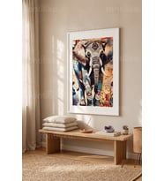 Fil ve Doğa Temalı 1. Kalite Ahşap Çerçeveli Tablo
