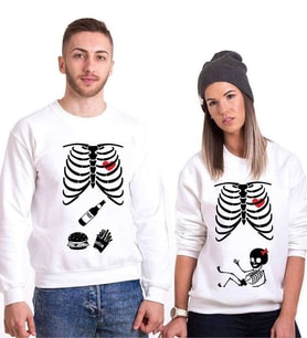 Tshirthane İskelet Bebek Sevgili Kombinleri Sweatshirt Kombini (Tek Ürün Fiyatıdır.)