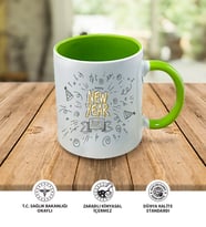 Yılbaşı Temalı Kişiye Özel İsim ve Fotoğraf Baskılı Kupa Bardak No:023 (Yeşil)